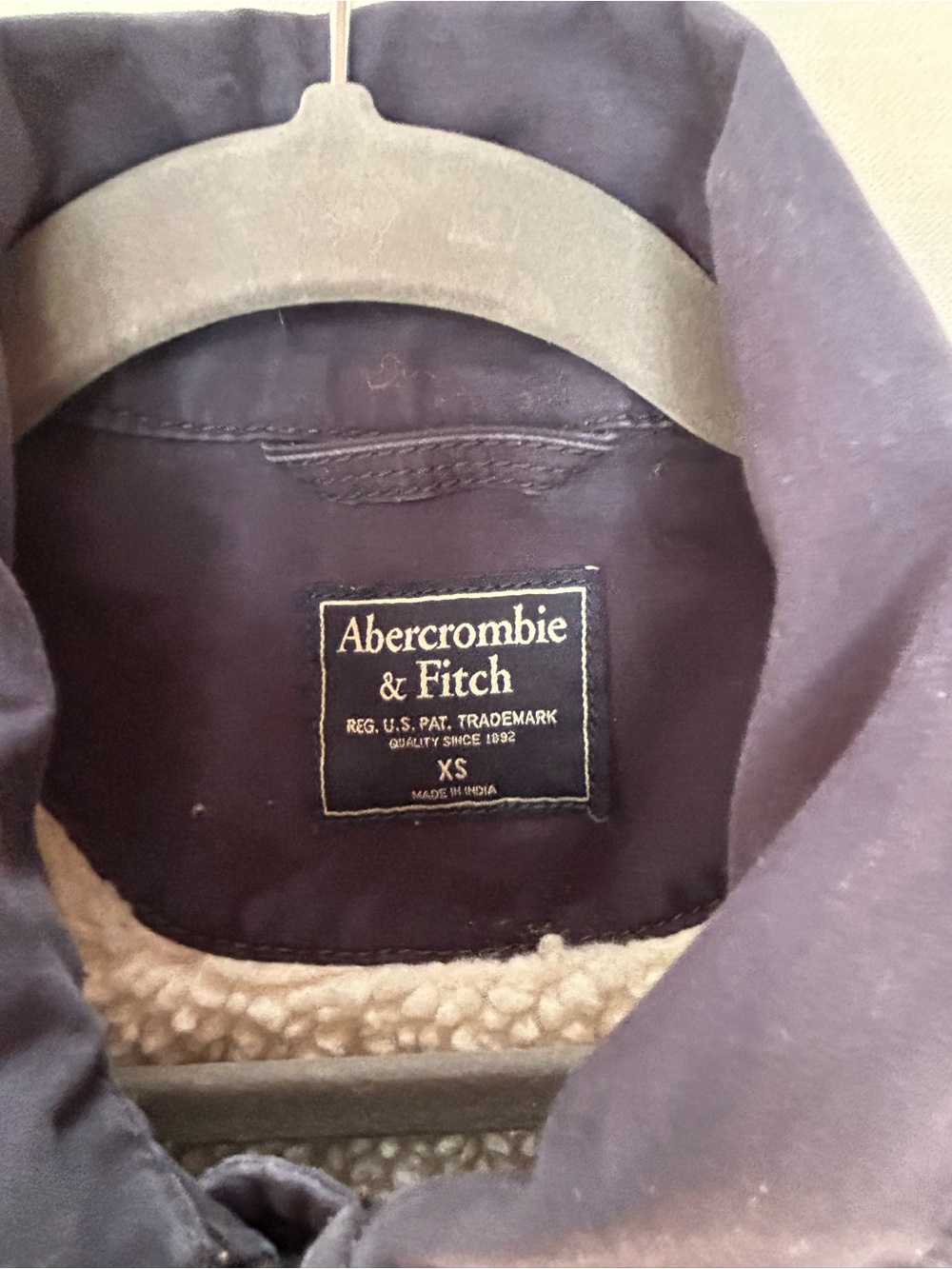 Abercrombie & Fitch 100% Cotton Navy Sherpa-Lined Field Jacket fisherman - Picture 5 of 6